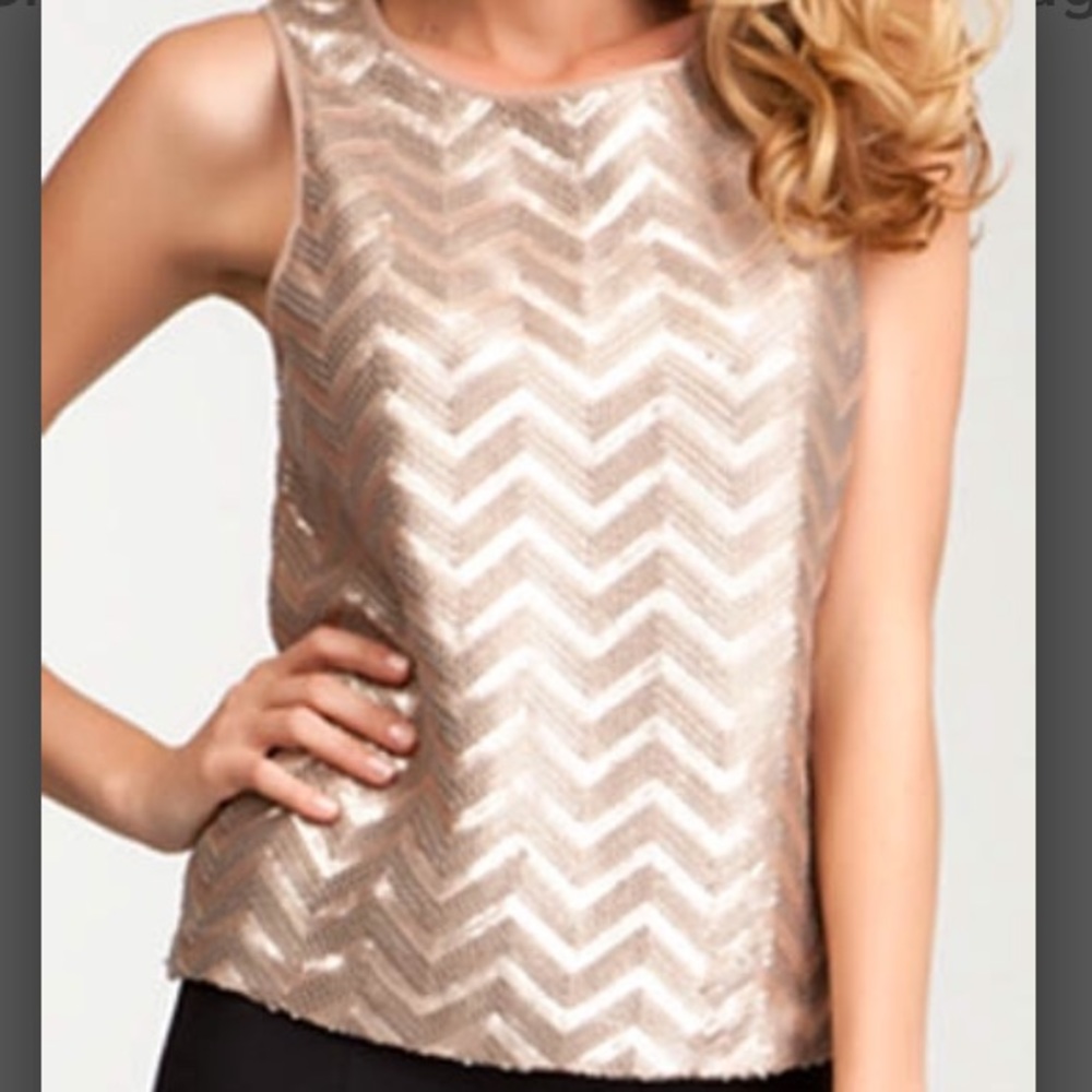 Bebe Sequin Gold Chevron Top Size XS